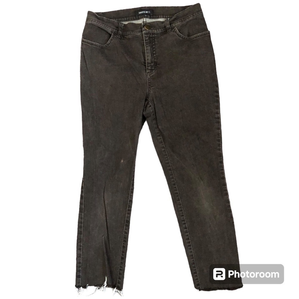 Lafayette 148 black distressed denim cropped jeans high rise size 4